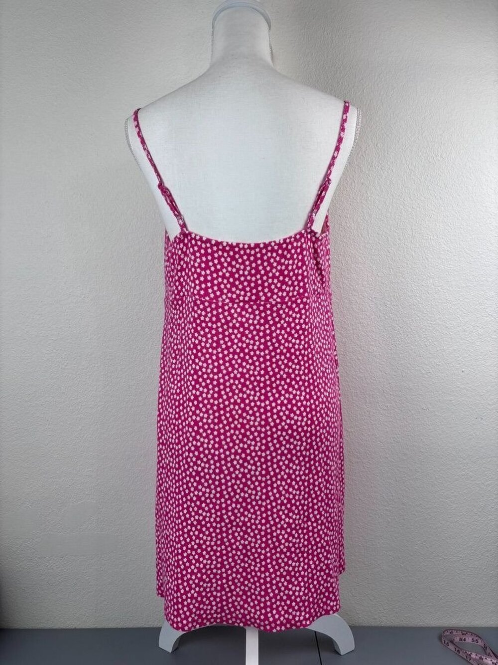 American Eagle XL hot pink ditzy floral‎ ribbed a-line mini sundress cottagecore - Picture 4 of 7